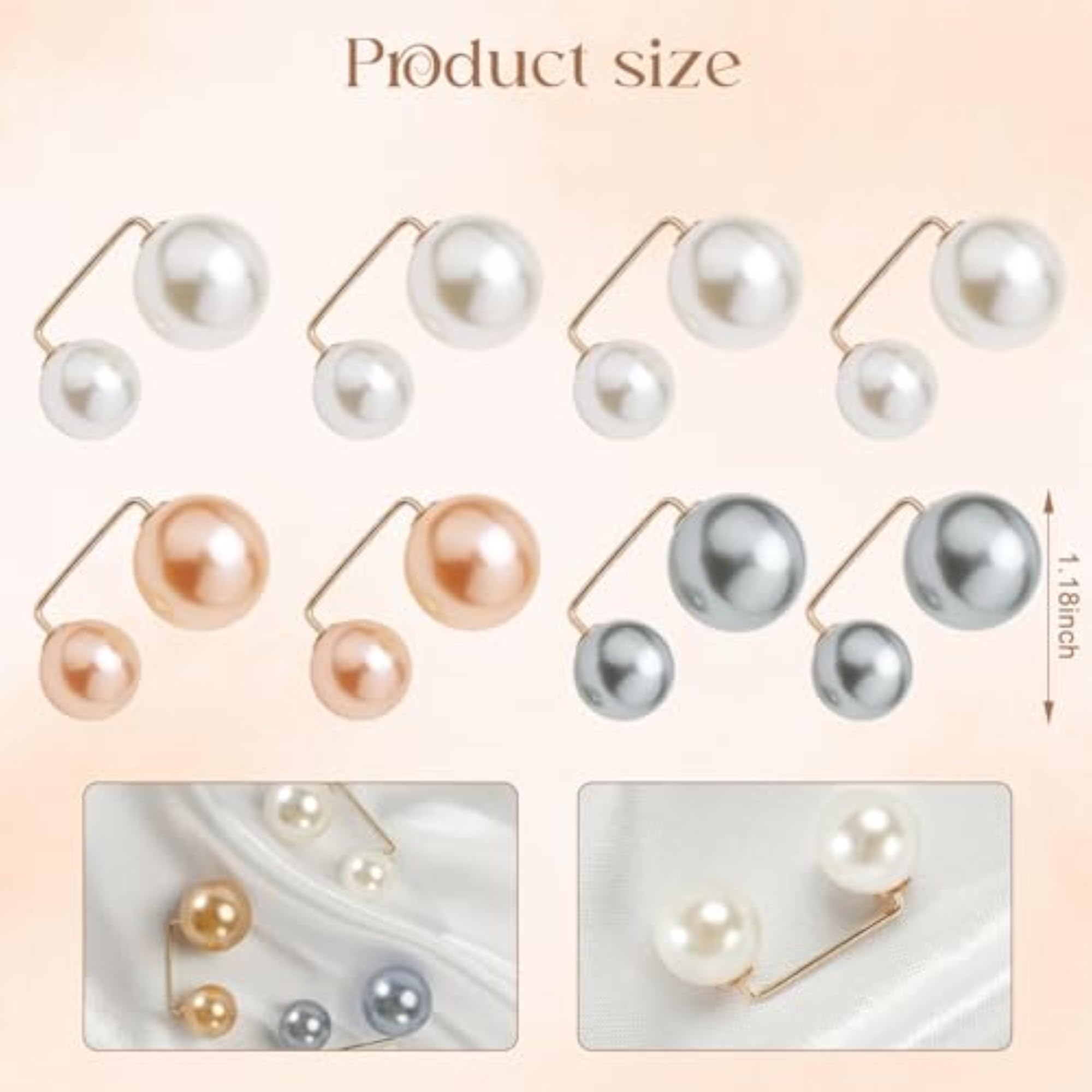 8pcs Artificial Pearl Brooch Saree Pin Set